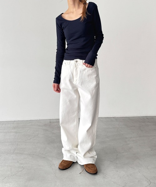 「CANAL JEAN」 「El mar」長袖カットソー ONE SIZE ホワイト レディース_画像5