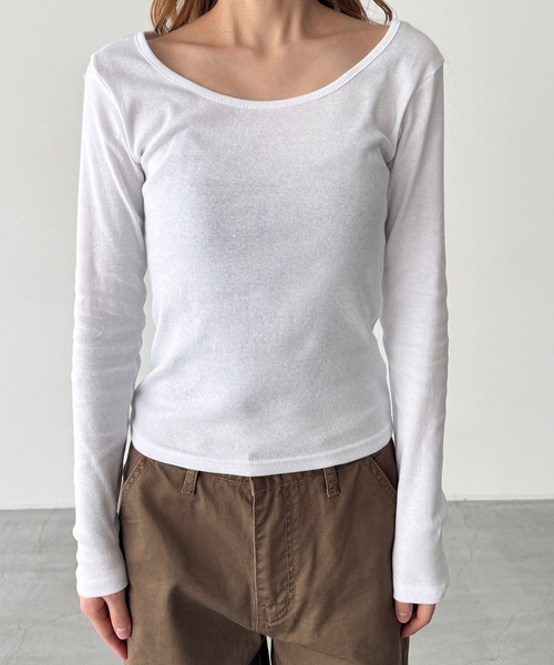 「CANAL JEAN」 「El mar」長袖カットソー ONE SIZE ホワイト レディース_画像9