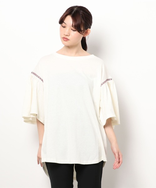 チチカカ tシャツ 袖ライン刺繍トップス レディース : ZOZOTOWN