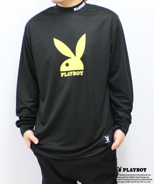 90s vintage playboy 長袖Tシャツ プレイボーイ anvil PLAYBOY（プレイボーイ） tシャツ PLAYBOY鹿の子モックネック長袖