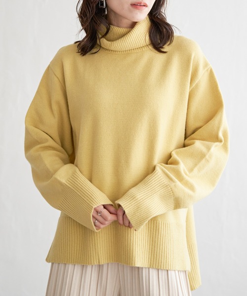 ikka ニット セーター ワイドタートルネックニットプルオーバー