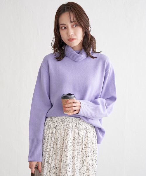 ikka ニット セーター ワイドタートルネックニットプルオーバー