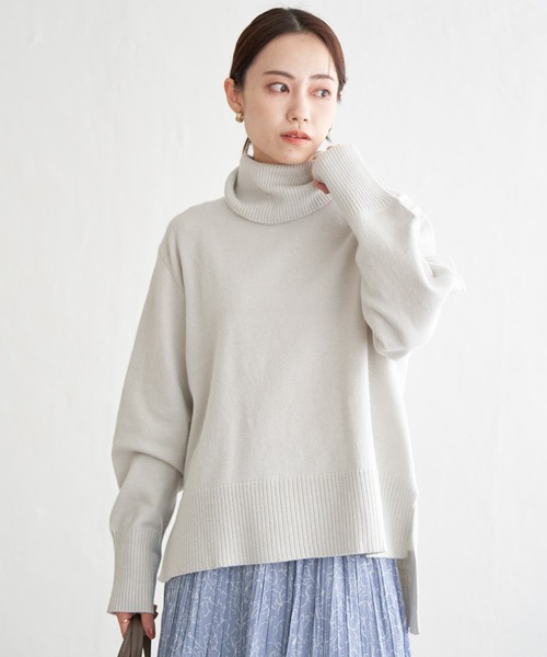ikka ニット セーター ワイドタートルネックニットプルオーバー