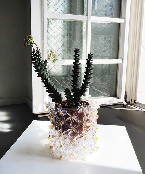建水 銘 直人 作家物 ライトブルー 波打ち際 植木鉢カバー 花器 mpg-3015.jpg