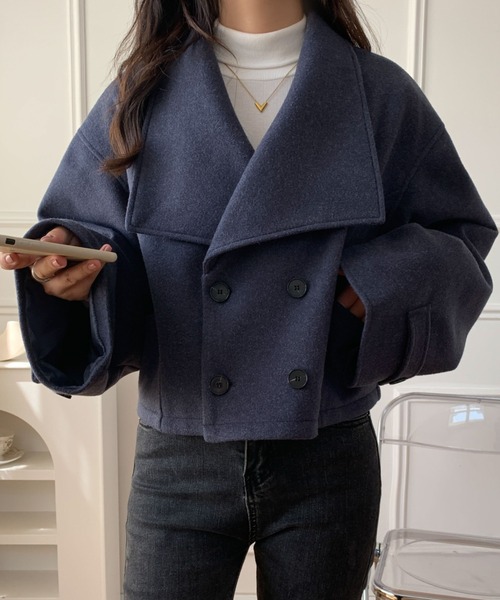 新品 MHL. ベーシックメルトン ショート ボタンダッフルコート M