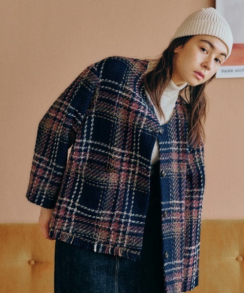 ち*ん様 FABRIQUE (ファブリケ)ノーカラージャケット 38 Re:EDIT｜ツイードフリンジノーカラージャケット | Rakuten Fashion