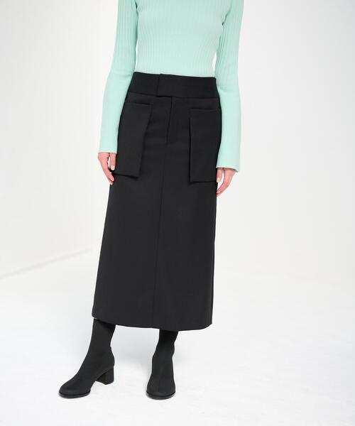 LANVIN en Bleu スカート PEスパンWクロスポケットIラインスカート 