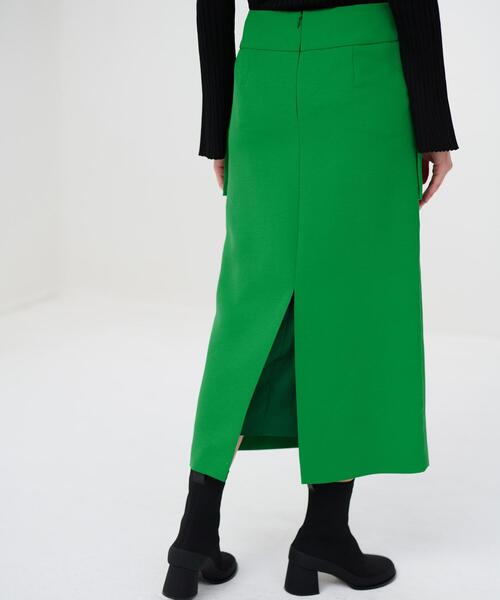 LANVIN en Bleu スカート PEスパンWクロスポケットIラインスカート 