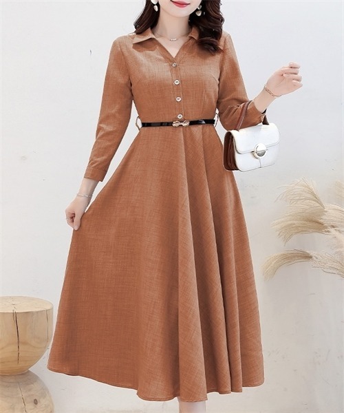 ＼半額SALE／ FREE ベルト付けスキッパーシャツ シャツワンピース STYLISTS ワンピース