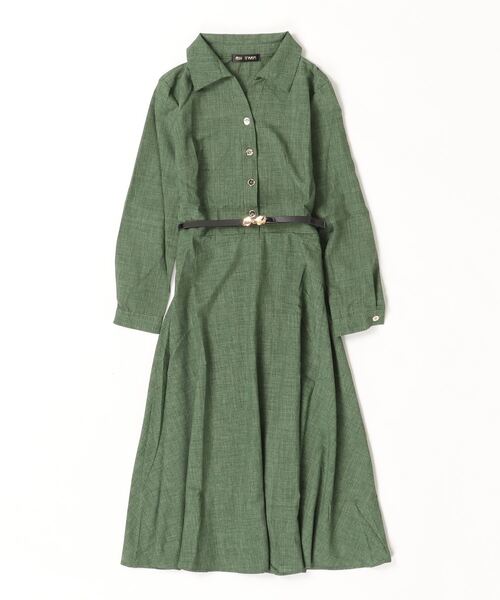 FREE STYLISTS シャツワンピース ベルト付けスキッパーシャツ