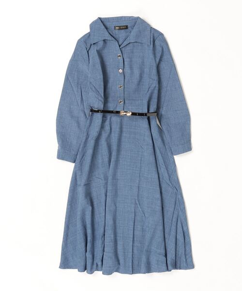 FREE STYLISTS シャツワンピース ベルト付けスキッパーシャツ