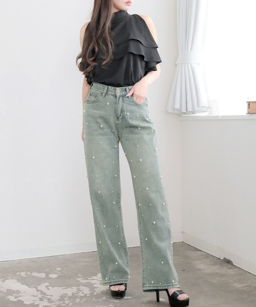 Julia Boutique ジーンズ デニム デニムパンツ パール付きハイ