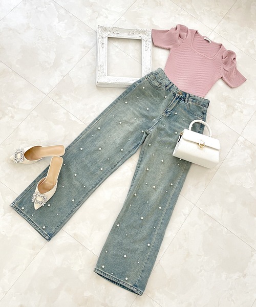 Julia Boutique ジーンズ デニム デニムパンツ パール付きハイ