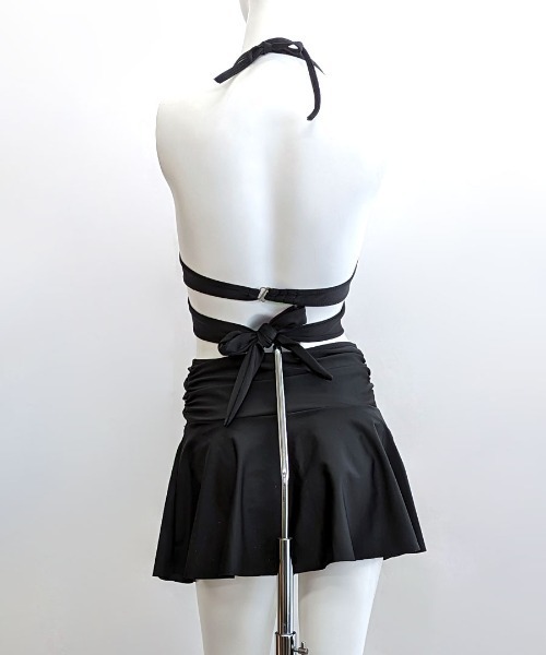 M企画 お洋服水着 ブラック スカートタイプ 3点セット セール】水着レディース ビキニスカート3点セット（水着