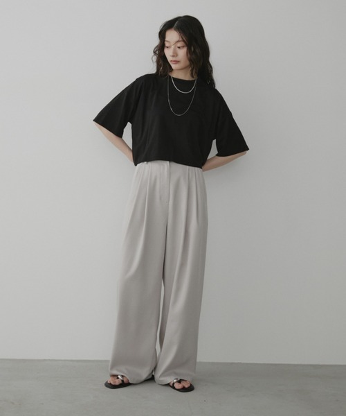 ＜AURALEE＞シアーコットン ショートスリーブTシャツカラー：NAVY：S Aunt Marie's（アントマリーズ） tシャツ 半袖 「接触冷感」クロップド