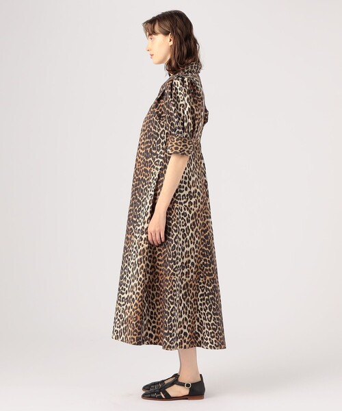 GANNI ワンピース レオパード オーガニックコットンドレス : ZOZOTOWN 