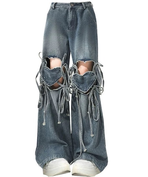 AAKAM 98 Denim Pants blue パンツ デニム アーカム MUSINSA公式 | AAKAM 98 Printed Knee Pin-tuck Denim Pants (Blue)