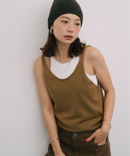 タンクトップ ノースリーブ diggity　バックオープンニットタンク レディース HANNE タンクトップ ノースリーブ オープンバックニットタンク