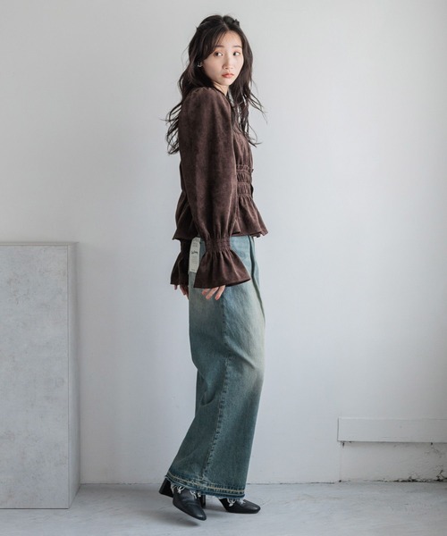 LOWRYS FARM ブラウス シャツ 2WAYシャーリングブラウス