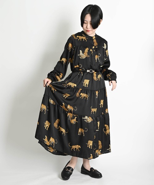 新品未使用PEARLY GATES 黒 長袖ワンピース ヒョウ柄ベルト　サイズ0 楽天市場】黒 ワンピース（柄ヒョウ・レオパード）（レディース
