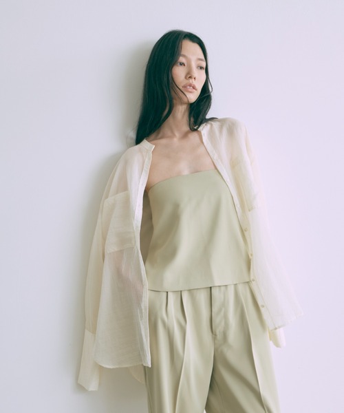 ブラウス シャツ Long Cuff Sheer Blouse レディース