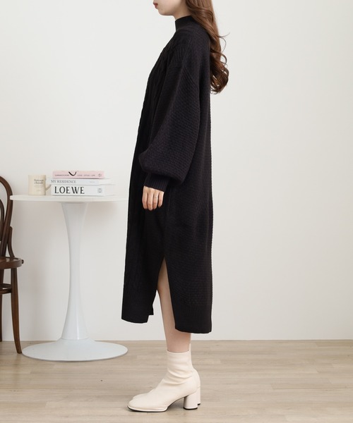 myke ワンピース ケーブル編みニット ハイネックワンピース : ZOZOTOWN