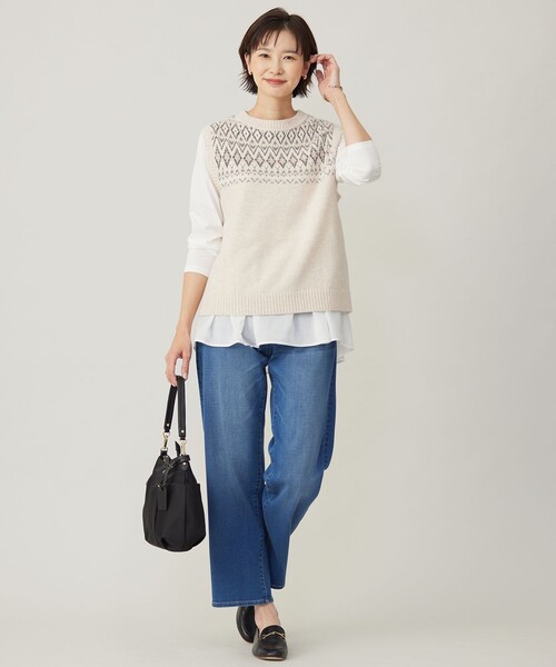 ベスト ジレ 「WEB限定・洗える」FAIR ISLE ニットベスト