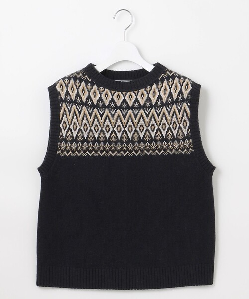 ベスト ジレ 「WEB限定・洗える」FAIR ISLE ニットベスト