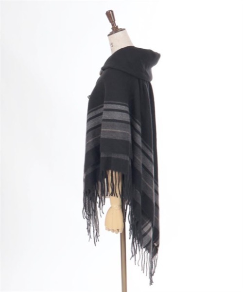 axes femme レインコート カッパ サイドラインチェックポンチョ