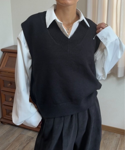 シニカル　Vネック ベスト・ジレ リバーシブル AMERICAN HOLIC ベスト ジレ Vネックジレ レディース : ZOZOTOWN