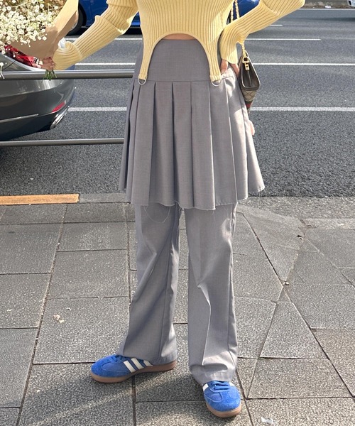 【THEAIRTOWN】ココ ストライプ ミニスカートパンツ ガーリー ミニスカート .-- BOSCO-H （ネイビーブルー） -MANGO - マンゴ