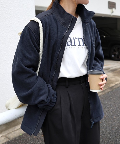 トレーナー スウェット ANMEエンブロイダリーロゴダブルジップフリースジャケット レディース メンズ ANME トレーナー スウェット ANMEエンブロイダリーロゴダブル