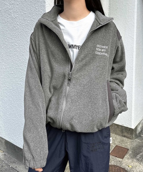 トレーナー スウェット ANMEエンブロイダリーロゴダブルジップフリースジャケット レディース メンズ ANME トレーナー スウェット ANMEエンブロイダリーロゴダブル