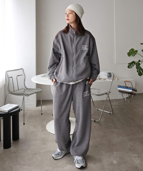 トレーナー スウェット ANMEエンブロイダリーロゴダブルジップフリースジャケット レディース メンズ ANME トレーナー スウェット ANMEエンブロイダリーロゴダブル