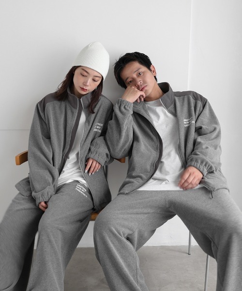トレーナー スウェット ANMEエンブロイダリーロゴダブルジップフリースジャケット レディース メンズ ANME トレーナー スウェット ANMEエンブロイダリーロゴダブル