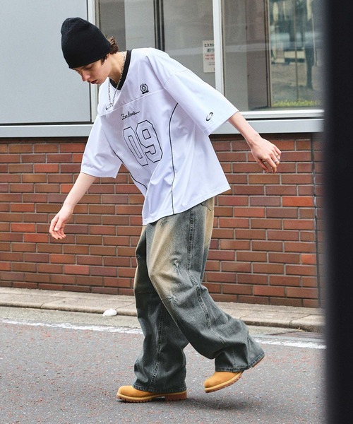 【SWAGVIBE】Baggy Fit Denim Pants 新作 SWAGVIBE】Pinched Dye 3D Baggy Fit Denim Pants（デニムパンツ