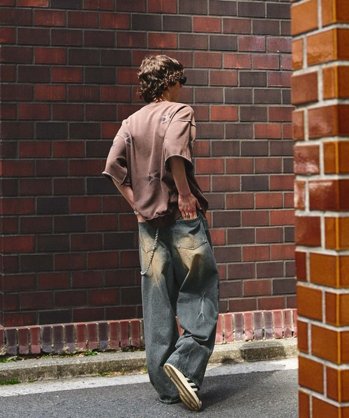 【SWAGVIBE】Baggy Fit Denim Pants 新作 SWAGVIBE】Pinched Dye 3D Baggy Fit Denim Pants（デニムパンツ