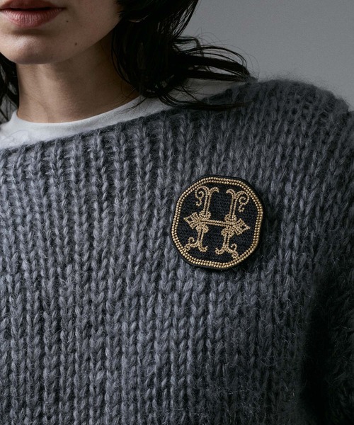 SALON adam et rope' ブローチ 刺繍ワッペンブローチ「H