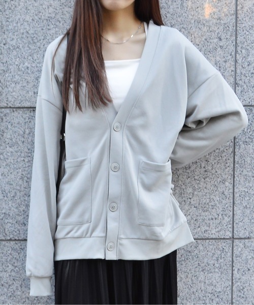 スウェットカーディガン✦スポーティルーズトップス女子会向け普段着コーデ spiritoso（スピリトーゾ） カーディガン 「spiritoso」スウェット
