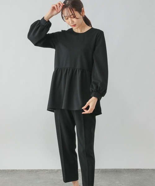 GLOBAL WORK パンツドレス スゴラクストレッチカットブラウス