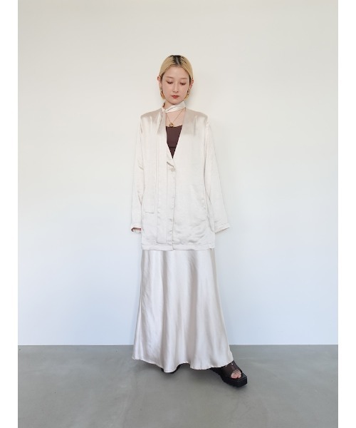 sahara/marte 【Long Tie Satin Jacket】 sahara（サハラ） コート アウター Long Tie Satin Jacket/ロングタイ