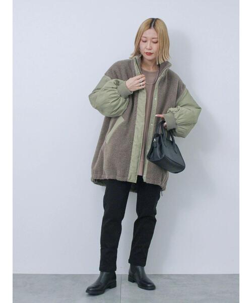 Samansa Mos2 blue ブルゾン アウター 袖2wayボアブルゾン