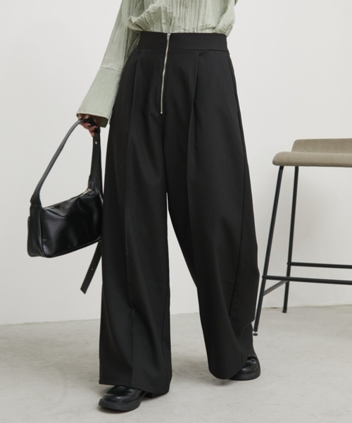 ジップワイドスラックス selleglant｜セレグランテ】SIDE ZIP WIDE SLACKS PANTS/サイド