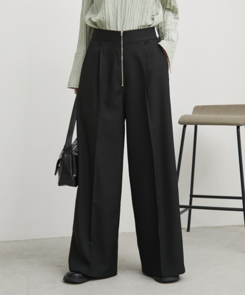 セール】【S,M,Lサイズ展開】タックサテンワイドスラックス
