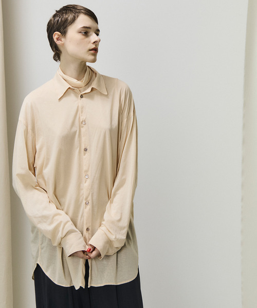 ブラウス シャツ unfil アンフィル / twisted cotton sheer jersey fluid shirt ツイストコットンシアージ