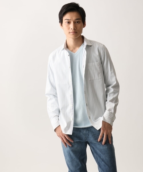 白朝です。② WAWA JAPAN 長袖 ホワイトドビー メンズ ワイシャツ ドゥエ