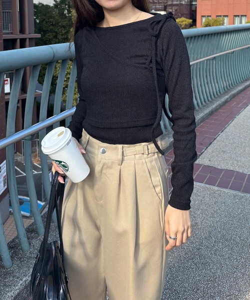 Isook アイスー ボリュームアシンメトリーニット I-SOOK（アイスー） tシャツ 「ISOOK / アイスー」2ピースレイヤード