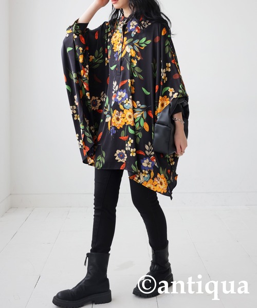 「antiqua」 「patterntorso」ドルマンスリーブブラウス ONESIZE ブラック レディース antiqua 「antiqua」 「patterntorso」ドルマンスリーブブラウス