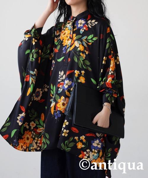 「antiqua」 「patterntorso」ドルマンスリーブブラウス ONESIZE ブラック レディース antiqua 「antiqua」 「patterntorso」ドルマンスリーブブラウス