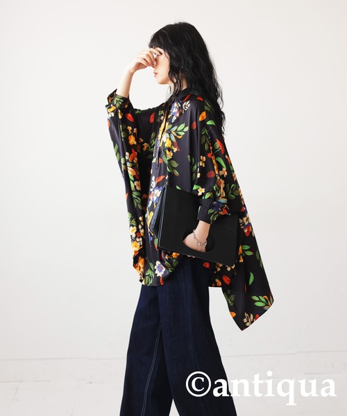 「antiqua」 「patterntorso」ドルマンスリーブブラウス ONESIZE ブラック レディース antiqua 「antiqua」 「patterntorso」ドルマンスリーブブラウス